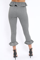 Black Gingham Frill Hem Trousers - Marianne-Trousers