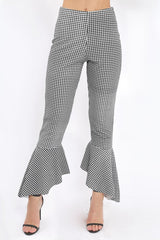 Black Gingham Frill Hem Trousers - Payton-Trousers