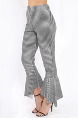 Black Gingham Frill Hem Trousers - Payton-Trousers