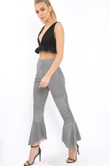 Black Gingham Frill Hem Trousers - Payton-Trousers