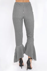Black Gingham Frill Hem Trousers - Payton-Trousers