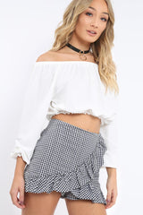 Black Gingham Ruffle Skort - Becci-Skorts