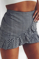 Black Gingham Ruffle Skort - Becci-Skorts