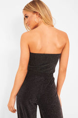 Black Glitter Bandeau Crop Top - Kelce-Crop Tops