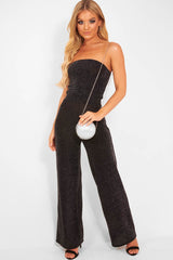 Black Glitter Bandeau Crop Top - Kelce-Crop Tops