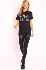 Black Glitter Christmas Slogan T-shirt - Nalanie-T-shirt