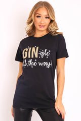 Black Glitter Christmas Slogan T-shirt - Nalanie-T-shirt