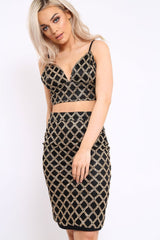 Black Glitter Diamond Co-ord Set - Kiya-Co-ords