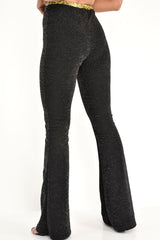 Black Glitter Kick Flare Trousers - Chlo-Trousers