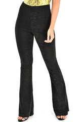 Black Glitter Kick Flare Trousers - Chlo-Trousers