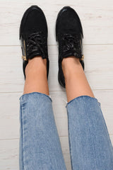 Black Glitter Lace Up Chunky Trainers - Shania-Trainers