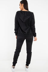 Black Glitter Side Stripe Crepe Tracksuit - Gionna-Co-ords