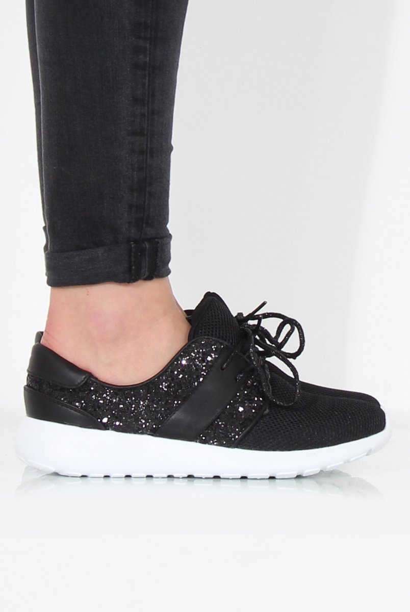 Black Glitter Trainer - Rio-Trainers