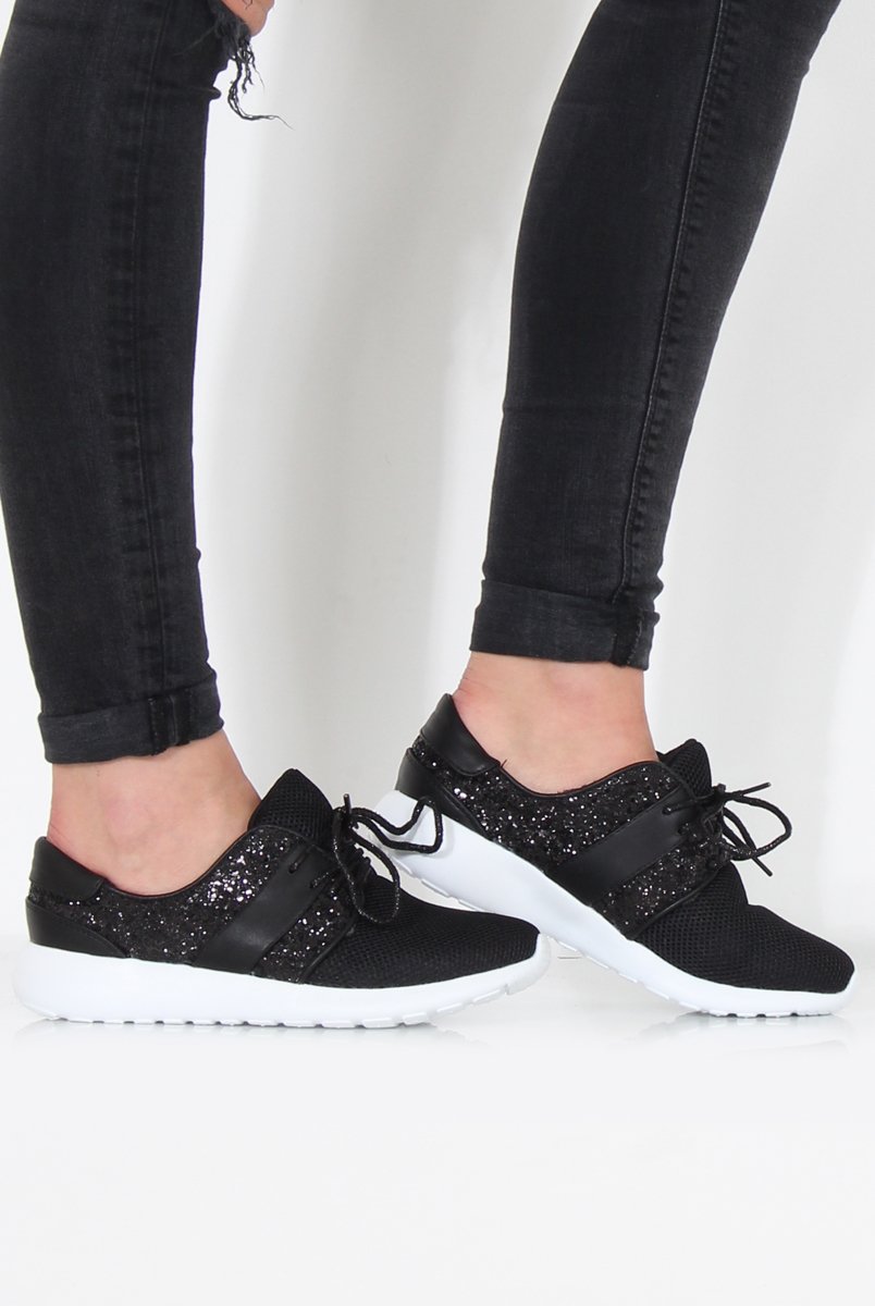 Black Glitter Trainer - Rio-Trainers