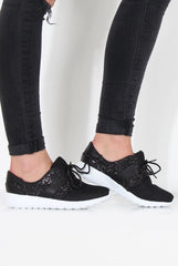 Black Glitter Trainer - Rio-Trainers
