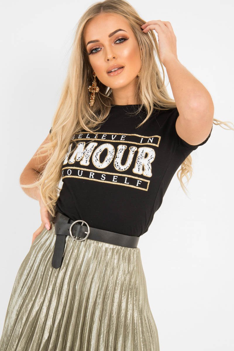 Black Gold Believe In Yourself Slogan T-Shirt - Nyari-T-shirt