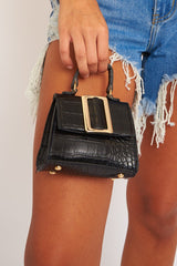 Black Gold Belt Buckle Detail Mini Bag - Reesa-Bags