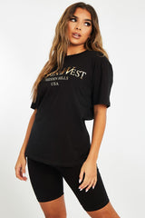 Black Gold Beverly Hills T-shirt Cycling Shorts Co-ord - Laura-Co-ords