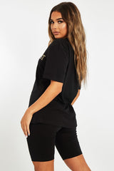 Black Gold Beverly Hills T-shirt Cycling Shorts Co-ord - Laura-Co-ords