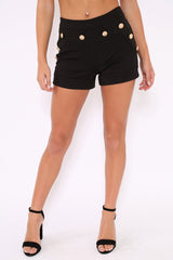 Black Gold Button Shorts - Enga-Shorts