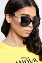 Black Gold Cage Detail Sunglasses - Riko-Sunglasses