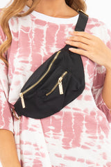 Black Gold Detail Bum Bag - Yuly-Bags