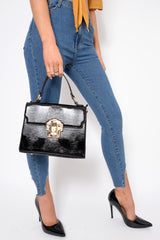 Black Gold Detail Classic Handbag - Paulie-Bags