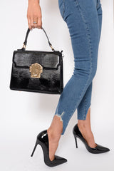 Black Gold Detail Classic Handbag - Paulie-Bags