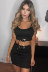 Black Gold Double Western Buckle Co-Ord - Aspyn-Co-ords