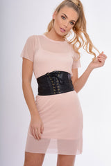 Black & Gold Eyelet Lace Up Corset Belt - Liberty-Corset Belts