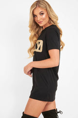 Black Gold Glitter Guilty Slogan T-Shirt - Javonna-T-shirt