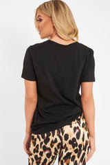 Black Gold Glitter Guilty Slogan T-Shirt - Javonna-T-shirt