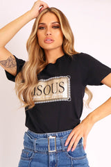 Black Gold Glitter Slogan T-shirt - Amma-T-shirt