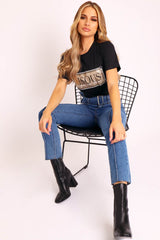 Black Gold Glitter Slogan T-shirt - Amma-T-shirt