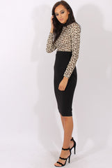 Black & Gold Mesh Top Embroidered Midi Dress - Louiza-Tops