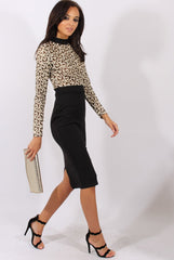 Black & Gold Mesh Top Embroidered Midi Dress - Louiza-Tops