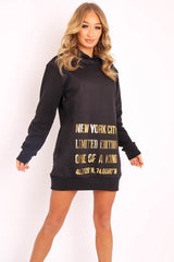 Black Gold Metallic Slogan Hoodie - Dacia-Hoodies