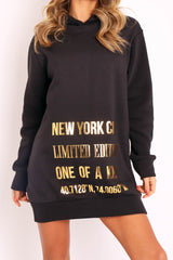 Black Gold Metallic Slogan Hoodie - Dacia-Hoodies