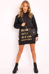 Black Gold Metallic Slogan Hoodie - Dacia-Hoodies