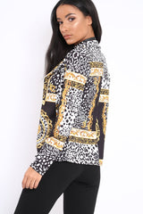 Black & Gold Scarf Print Blazer Jacket - Oscar-Jackets