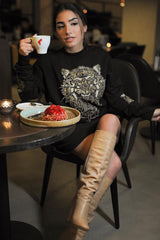 Black Gold Studded Tiger NYC Sweatshirt - Lezlie-Sweatshirts