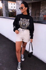 Black Gold Studded Tiger NYC Sweatshirt - Lezlie-Sweatshirts