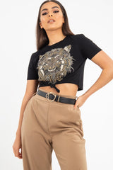 Black Gold Studded Tiger NYC T-Shirt - Calyssa-T-shirt