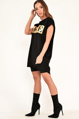 Black Gold Vogue Slogan Oversized T-shirt - Breah-Tops
