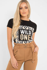 Black Gold Wild One Slogan T-Shirt - Oniyah-T-shirt