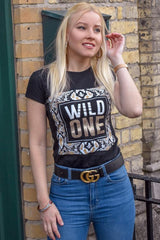 Black Gold Wild One Slogan T-Shirt - Oniyah-T-shirt