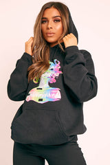 Black Graphic Face Hoodie - Aissa-Hoodies