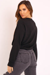 Black Graphic Motif Sweatshirt - Janny-Sweatshirts