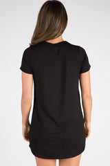 Black Graphic Print T Shirt Dress - Marley-Dresses