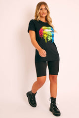 Black Graphic Print T-shirt - Carolann-T-shirt